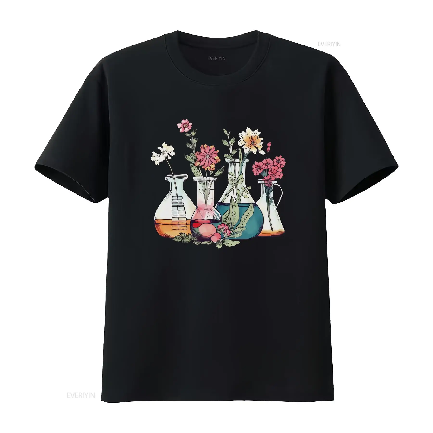 Medical Lab Technician - Laboratory T Shirt Floral Beakers Chemistry